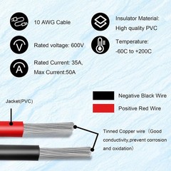 35ft SAE Extension Cable 10AWG Waterproof Trolling Motor Solar Battery RV