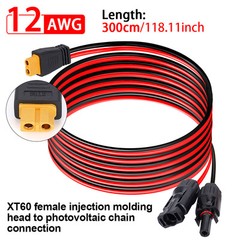 10 Ft XT60 Female to Solar Connector Extension Cable Wire for Solar Generator