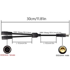 Double Input Solar Charging Cable, DC7909 Male to 2 Female Connection Line