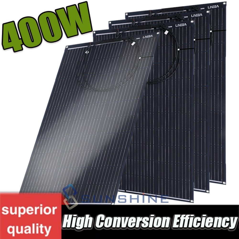400W Mono Solar Panel 18V N-Type Cell Power Charger Home Boat Off-Grid Battery
