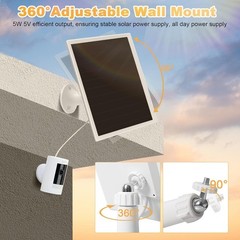 Durable Waterproof Solar Panel for Ring Battery Cameras – 360° Adjustable Mount