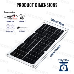 SOECOPO 150W Monocrystalline Solar Panel with USB/Type-C/DC Triple Output for Ca