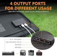 Foldable Solar Panel Charger 60W with 18V DC Output 11 Connectors for 100W~35…