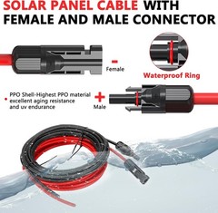 Flexible 10AWG Solar Panel Extension Cord- 2x30ft Waterproof