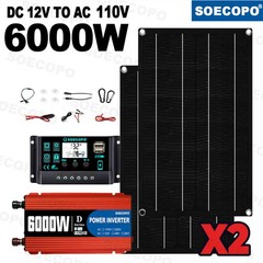 6000W DC to AC Solar Inverter Kit | Includes 2pcs Solar Panels & Charge Controll