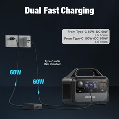 GRECELL Portable Power Station 300W, 230Wh LiFePO4 (LFP) Battery, 1.5hrs Fast