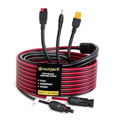 MC4 Solar Panel to Portable Power Station Adapter Cable, 14AWG 10ft | XT60,