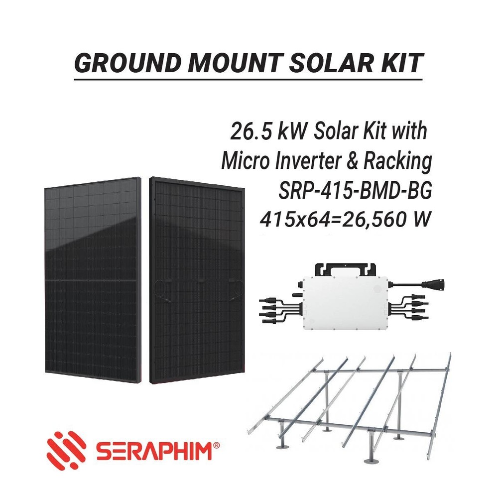 26.5 kW Ground Mount Solar Panel Kit – DIY Install Microinverters Racking System