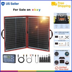 Portable Solar Panel Monocrystalline 100W Foldable Kit with USB Controller fo…