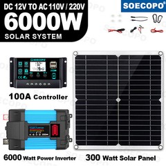 6000W Solar Power System 100A MPPT Controller 300W Panel 12V to 110V/220V