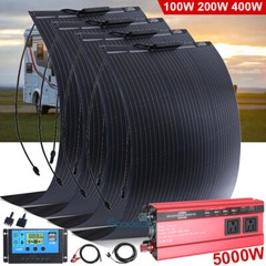 400W 200W Flexible Solar Panel 12v Portable Power Charge Camper RV w/ Inverter