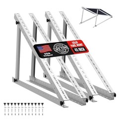 Adjustable Solar Panel Mount Brackets – 2 Sets, 45″ with Foldable Tilt Legs for