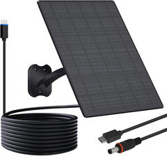 Solar Panel for Security Camera, 10W Solar Charger with DC 5.5X2.1Mm, USB-C & Mi