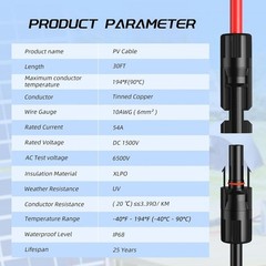 30FT Heavy-Duty Waterproof Solar Extension Cable Set for Photovoltaic Systems