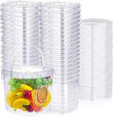100 Pack 17 Oz Square Deli Containers with Lids Clear Plastic Food Storage Conta