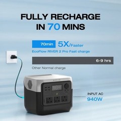 ECOFLOW Portable Power Station RIVER 2 Pro 700, 716Wh LiFePO4 Battery, 70 Min…