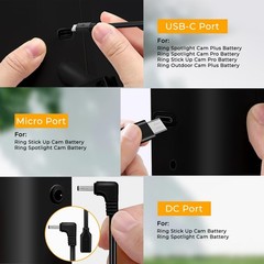 8W Solar Panel Charger for Ring Stick Up & Spotlight Cam – 2-Pack, IP65 Waterpro