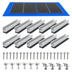 14/12/10/6Pcs Solar Panel Mounting Brackets Mid and End Clamps and Rails Kit for