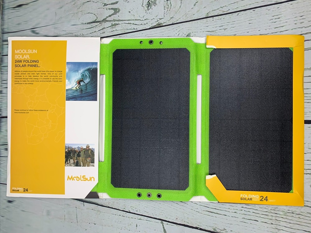 MOOLSUN Solar Charger 24W Portable Solar Panel Charger with 3 USB Output Ports