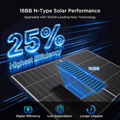 N-Type 16BB 200W Bifacial Solar Panel, 200 Watt Solar Panel for 12V Battery Syst