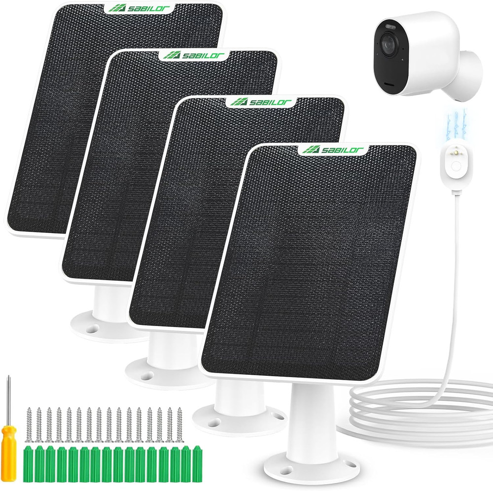 4 Pack 6W Solar Panel Charger for Arlo Pro 5S/Pro 4/Pro 3/Pro 3 Floodlight/Ultra