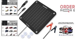 10W Solar Car Battery Charger Maintainer Waterproof 12V Trickle Outdoor Use
