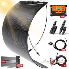 2000W Inverter & 200W Flexible Mono Solar Panel Outdoor Portable For Boat Home