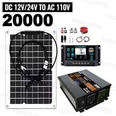 20000W Peak Solar System Kit Flexible Panel DC 12V/24V To AC 110V/220V Inverte1G