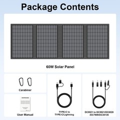 MHPOWOS 60W Portable Solar Panel Charger with USB Output QC3.0 Fast Charger