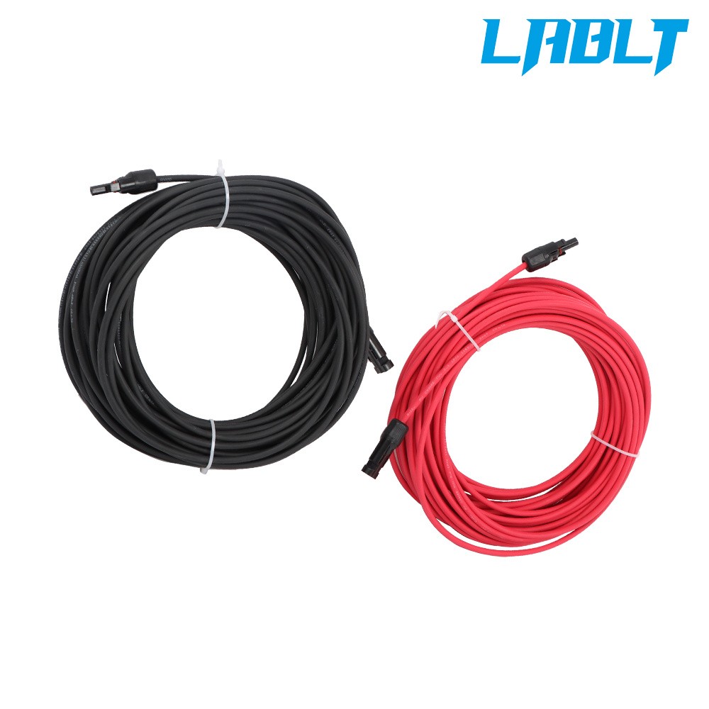 LABLT 4mm² 20M Solar Panel Extension Cable Black+Red W/ M4 Connector For RV/Boat