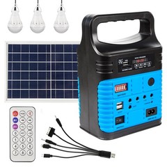 Portable Solar Power Station with Panels, LiFePO4 Battery, DC/USB Outlets, LED F
