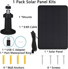 High Efficiency Solar Panel for Outdoor Security Cameras – 10ft Cable Included