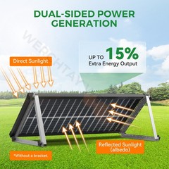 100 Watt Solar Panel Bifacial 12V Home PV Power Off-Grid RV Camper System Carava