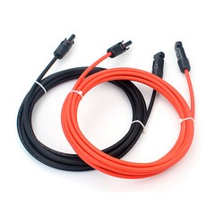 Labwork Black + Red Solar Panel Extension Cable Wire Connector 1 Pair 12/10 AWG