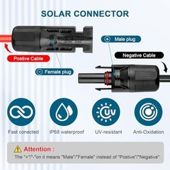 30FT 10 AWG Solar Extension Cable, Flexible Tinned Copper Wire for RV, Boat, Out