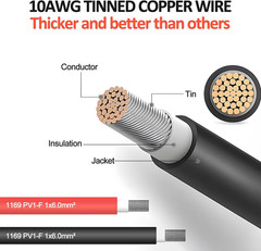 10FT 10AWG Solar Extension Cable with Male and Female Connectors, Solar Y