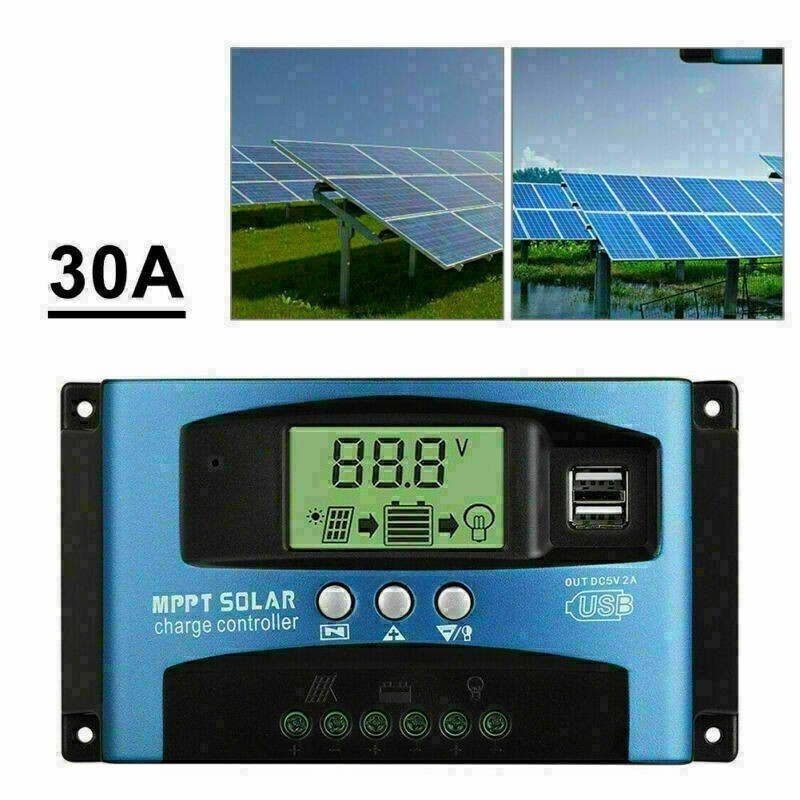 MPPT Solar Panel Regulator Charge Controller 12/24V 30A-100A Auto Focus Tracking