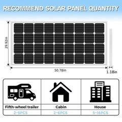 200W Watt Mono Solar Panel 12V charge Off-Grid Battery Power for RV Home Boat