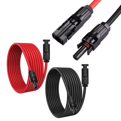 50ft Black + 50ft Red 10AWG Solar Panel Extension Cable Flexible Wire Connectors