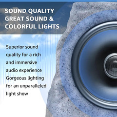 2-Pack Solar Powered Rock Speakers Outdoor Water-Resistant with 3 Mode Lights an