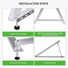 41in Adjustable Solar Panel Tilt Mount Brackets, Aluminum, 2-Set Foldable