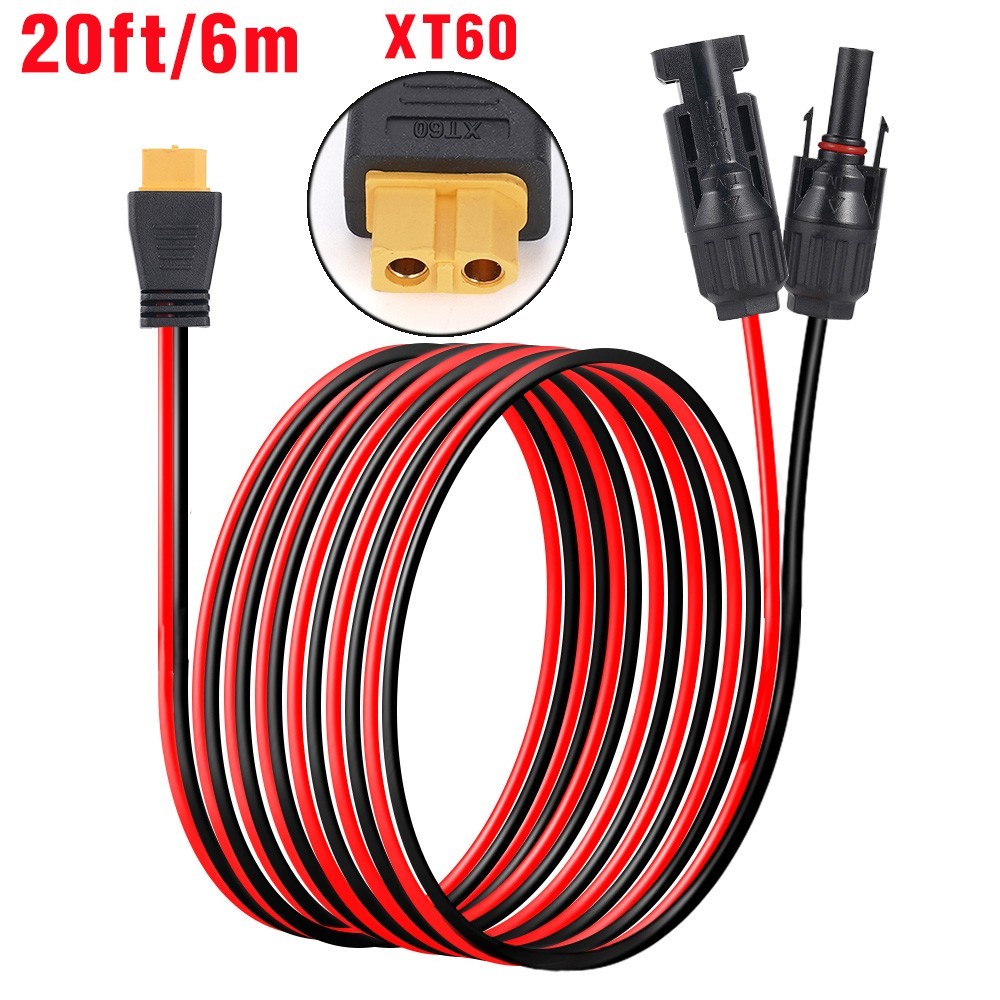 20ft XT60 to Solar Panel Extension Cable for Portable Power Station Solar Panel