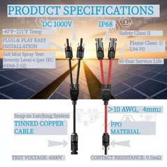 MC4 Y Connector Solar Adapter Plug Kit Solar Cable Y Connector 1pc