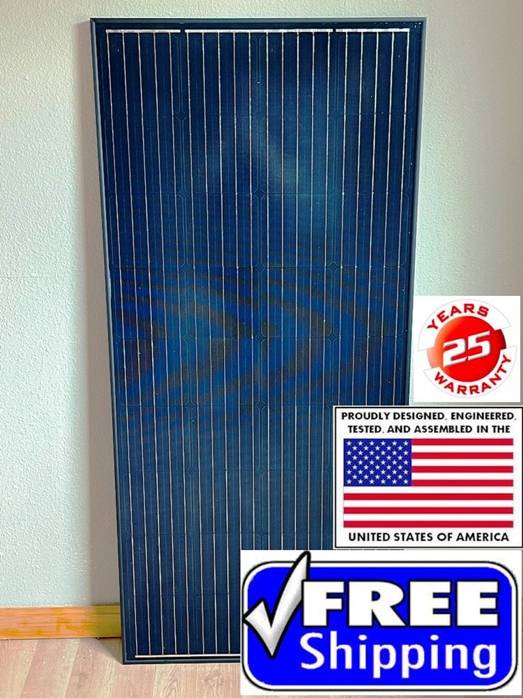 1- 205 Watt 12 Volt Battery Charger Solar Panel Off Grid RV Boat 22.2% NEW CELL