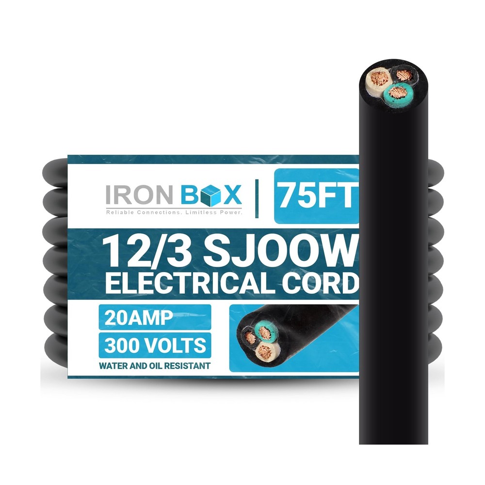 IronBox Electric Bulk 12/3 SJOOW Electrical Cord – 20A, 300V Max Rating – Wat…