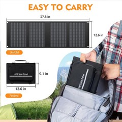 40W Foldable Solar Panel for Portable Power Station, QC3.0 USB, 12-15V DC, 10 Co