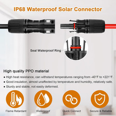 8AWG Solar Cable – 50FT Solar Panel Extension Cord 8 Gauge PV Wire with Flame Re