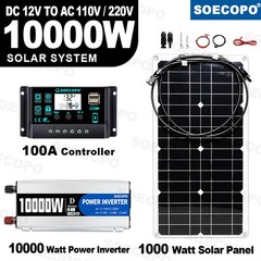 10000W Peak Solar System Kit Flexible Panel 100A Controller 12V 220V Inverter