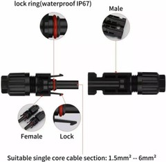 Male Female Wire Cable Connector Set Solar Panel Waterproof Connectors 5 Pair
