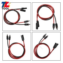 1 Pair 5ft 10AWG Black + Red Solar Panel Extension Cable Wire Connector
